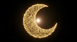 © Ast - Golden crescent moon crafted from intricate wire art, glowing softly against a dark, starry sky, evoking celestial wonder and mystical ambiance