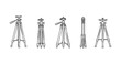© supplement - Line art of various tripod designs for cameras and video equipment