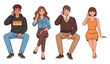 © supplement - Diverse group of young adults talking on phones in casual and business attire