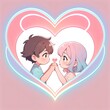 © Slynsmaker - Adorable Chibi Couple Holding Hands in a Heart