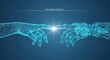 © NaVin - Digital human hand connecting with robotic hand, symbolizing the future of artificial intelligence and technological integration between humanity and machines