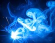 © muhammad - Close-up of welding sparks and blue smoke billowing against a dark background