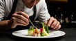 © Studio VIP - Futuristic fine-dining dish plated by male chef, sculptural vegetables and minimalist protein, culinary photography for luxury restaurant branding