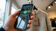 © Basia - Scanning: POV Person Scanning Wool Sweater Tag with Smartphone App for Product History