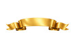 © Krtola  - Gold ribbon banner flowing, creating a luxurious frame or award element with blank space, transparent background