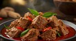 © Feri - Close Up Of Traditional Indonesian Rendang Dish On A Black Plate Food Photography