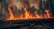 © Dece Std - Forest fire rages, engulfing a fallen tree in flames