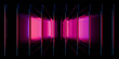 © IM_VISUALS - Cyber elements made of transparent glass and liquid acrylic purple blue glow on black backdrop cinematic tech background design cover art visuals 3d rendering