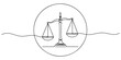 © Haus - Continuous one line of a legal balance scale inside a circle, law and justice art, drawn vector illustration.