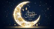 © JimDesign - Elegant ramadan kareem greeting with a golden crescent moon and ornate calligraphy against a starry night sky