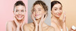 © Prostock-studio - Three women engage in skincare rituals. They each apply products while smiling. The background colors shift, enhancing the focus on beauty and personal care routines.