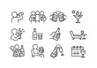 © Настя Шевчук - Alcohol Icon Set. Alcohol consumption. Line icon set of Alcohol consumption: drinking person, social drinking, toast gesture, party celebration, night out