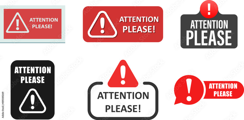 High Visibility Alert and Warning Icons 6 ATTENTION PLEASE Graphics for ...