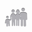 © Aleks - Stylized representation of four individuals symbolizing unity and diversity within a family structure against a plain background.