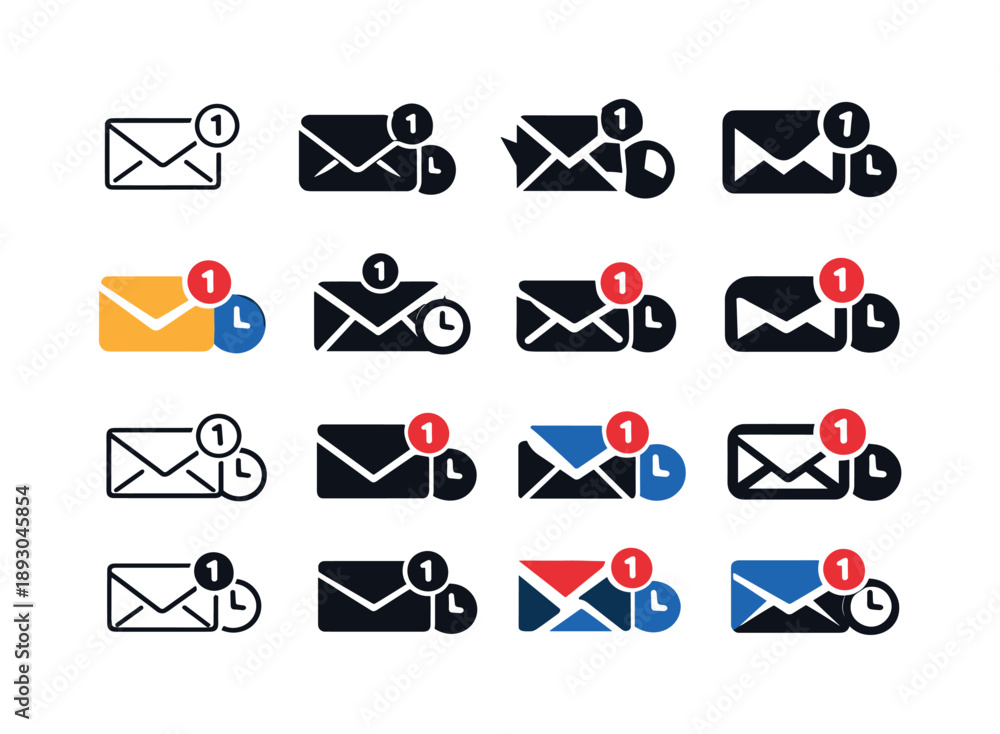 Email Response Icons. Responding to emails during work hours. Icon set ...