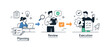 © Viacheslav - Office Workflow Illustration. Office process flow. Visual representation of tasks moving from planning to execution using simple blocks and arrows. Organized