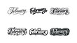© Viacheslav - February Lettering Variations. February vibes. Set lettering. harmonious lettering variations of the same emblematic concept, each with different artistic