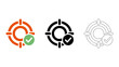 © Monwara67 - black and white icon of target with checkmark representing goal completion and accuracy