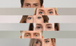 © New Africa - Women and men of different ages. Collage with closeup photos of eyes on grey background. Equality and diversity