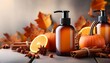 © Arnold - Autumnal Skincare Bottles Mockup With Orange And Spice Accents
