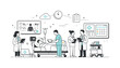 © Coosh448 - Smart Hospital Harmony. Smart hospital environment. Connected devices, screens, and staff work together smoothly, showing efficient and coordinated care. The