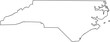 © Michael - North Carolina state map outline vector illustration featuring a clean black border of the NC territory isolated on white for geography education, travel guides, and southern regional designs.