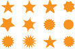 © MDROFIQUL - A set of ten orange star and starburst shapes isolated on transparent background