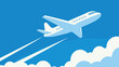 © katsumatakun - air plane flying in the sky travel transportation background flat color vector illustration template design