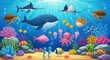 © Iswanto - Happy cartoon underwater scene with diverse sea animals and colorful coral