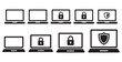 © VANU - Laptop security and privacy icons with locks and shields on screens