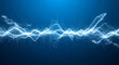 © THIBNH - Abstract glowing blue wave composed of luminous particles and shimmering dots flowing smoothly across a digital dark background representing big data visualization and futuristic technology