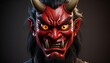 © CrazyJuke - Demon Portrait: A close-up of a fearsome demon with fiery red skin, menacing expression, and sharp fangs, embodying a symbol of dread and supernatural power.
