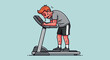 © Rani - Man tired on treadmill exercising with sweat and effort