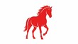 © Muhammad - Red Horse Silhouette Galloping Forward on White Background.