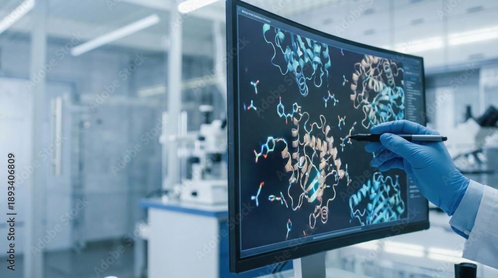 Stock-Foto „Biochemical Researcher Conducting Protein Structure ...