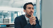 © SparkPix/peopleimages.com - Employee, thinking and man with computer, office and risk assessment on website, serious and online. Investment banker, reading and person with tech for financial analysis, info and asset management