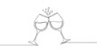 © PDWN Creative - Minimalist vector illustration of two wine glasses clinking in celebration with a splash of wine, perfect for festive occasions