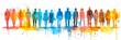 © Margarita Ratatosk - Group of diverse watercolor people and men in a row. Community and social connection. Team and crowd with unity. Banner with copy space