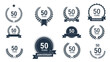 © Priya - Large collection of 50 years anniversary logos and badges featuring laurel wreaths ribbons and various number styles.