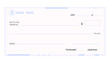© Alyona - Cheque blank template design, paper mockup, bill or voucher form sample. Money payment bank check voucher or pay cash cheque certificate, account bill paycheck.