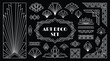 © GIBBI RWW - Art Deco Set with Luxury Geometric Frames, Vintage Golden Line Ornaments, Sunburst and Diamond Shapes on Black Background, Elegant 1920s Style Vector Collection for Branding and Design