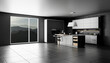 © Westend61 - Modern dark 3d rendered kitchen interior with mountain view and island