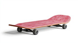 Red skateboard wooden deck black wheels isolated on white background modern design sports equipment transportation fun recreation youth culture