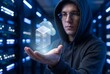 © Meow Creations - Cloud architect displays holographic server with cloud icon