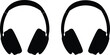 © Shahajan - Pair Of Black Silhouette Headphones With Over Ear Cups On White Background audio music