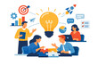 © Vlad - Teamwork and innovation concept with people collaborating around a lightbulb and puzzle pieces