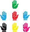 © ziarul - Colorful hand gesture icons set, palm symbol vector illustration, flat UI hand sign collection, minimal graphic design, isolated EPS