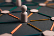 © Lomb - Individual at the center of a network, leadership and central decision making concept