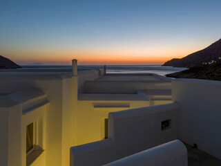  Cycladic house rooftops at sunset