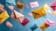 © TensorSpark - Colorful flying envelope over blue background representing email marketing, message delivery, campaign automation and audience engagement.